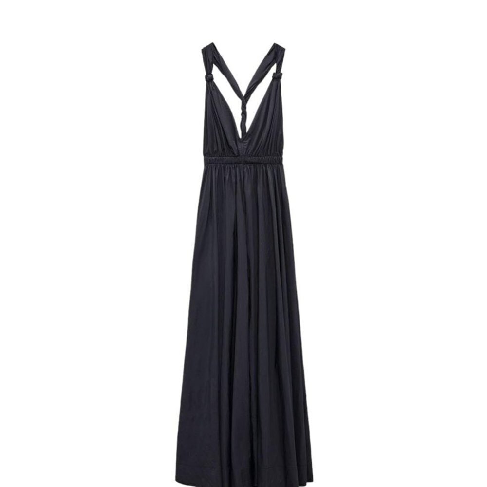 ZARA LONG NYLON DRESS NAVY BLUE SIZE S | 7599/041 - Picture 4 of 4